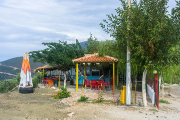 Fototapeta na wymiar empty roadside cafe in Albania