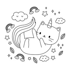 Unicorn cat cartoon vector design