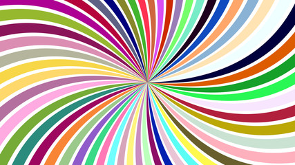 Multicolored abstract hypnotic striped vortex background design - vector illustration from swirling rays