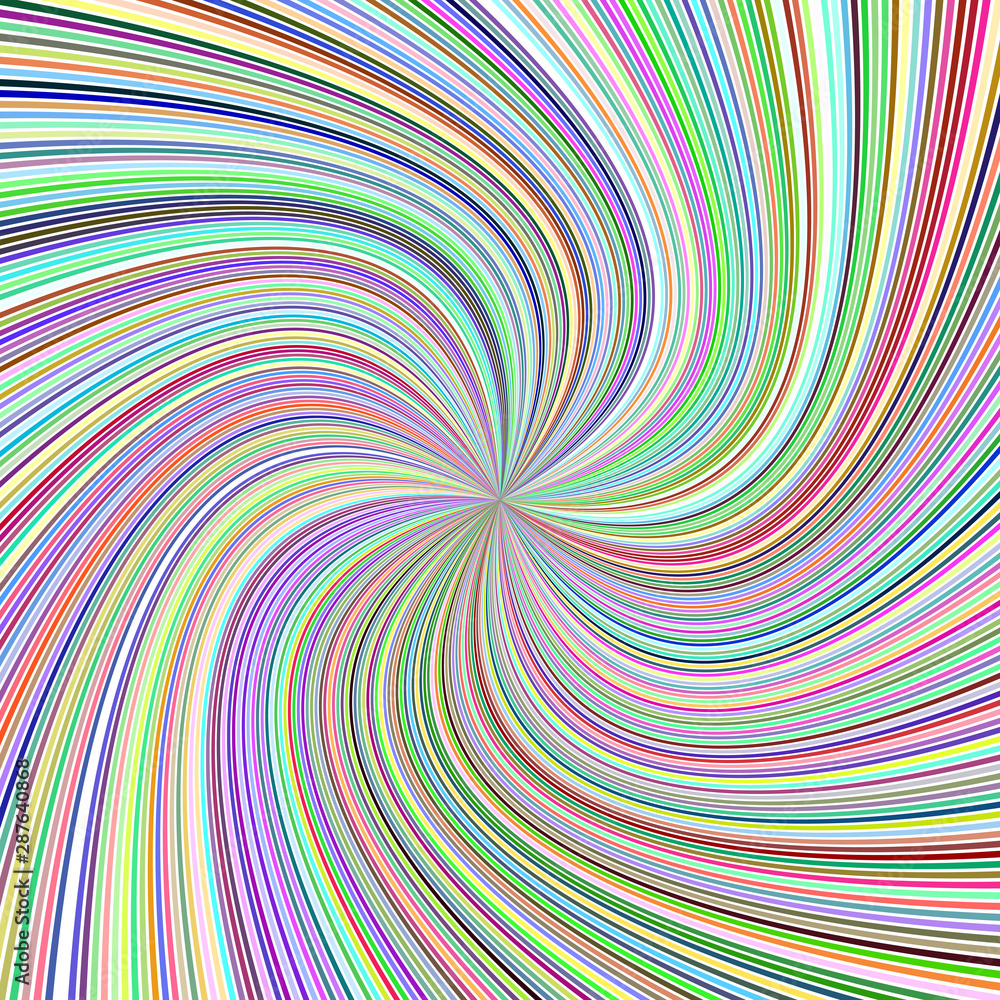 Poster colorful psychedelic abstract striped spiral vortex background design - vector graphic from curved r