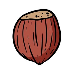 Cute cartoon drawn autumn hazelnut. Isolated logo graphic symbol