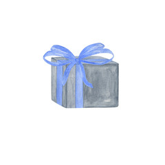 Traditional seasonal Christmas pattern, a gift box with a ribbon bow