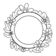 Flowers and leaves circle vector design