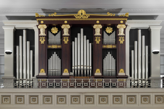 Pipe organ in rear of historic St. Paul's Episcopal Church in downtown Richmond, Virginia