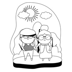 Grandmother and grandfather cartoon vector design