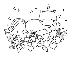 Unicorn cat cartoon vector design