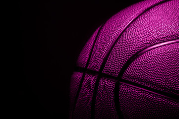 Closeup detail of pink basketball ball texture background