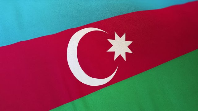 Azerbaijan national flag seamlessly waving on realistic satin texture 29.97FPS