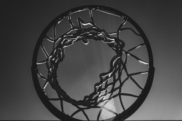 Fototapeta na wymiar basketball hoop in black and white