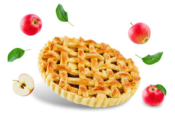 Apple pie on a white isolated background