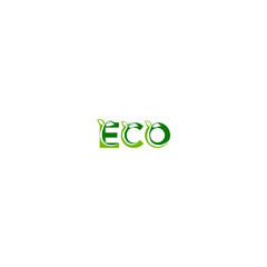 Combination of letters ECO and leaf logo design vectors