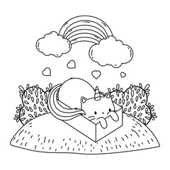Unicorn cat cartoon vector design