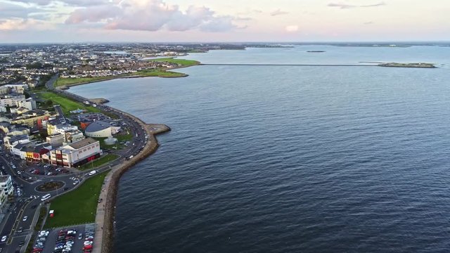 4K Aerial view of Salthill beach, Galway, Ireland