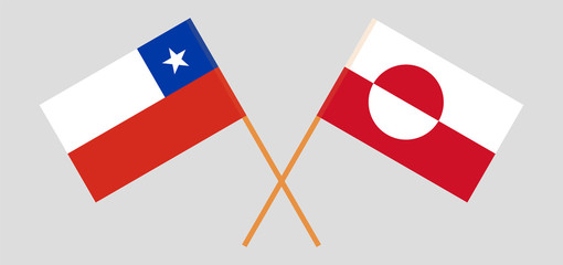 Greenland and Chile. Crossed Greenlandic and Chilean flags