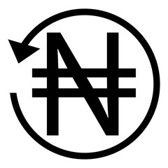 Refund sign. NIGERIA NAIRA currency. Circle arrow sign.