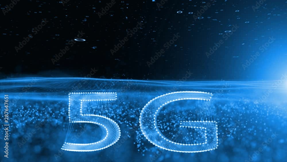 Poster artistic 5g network with binary data in digital cyberspace. copy space background.