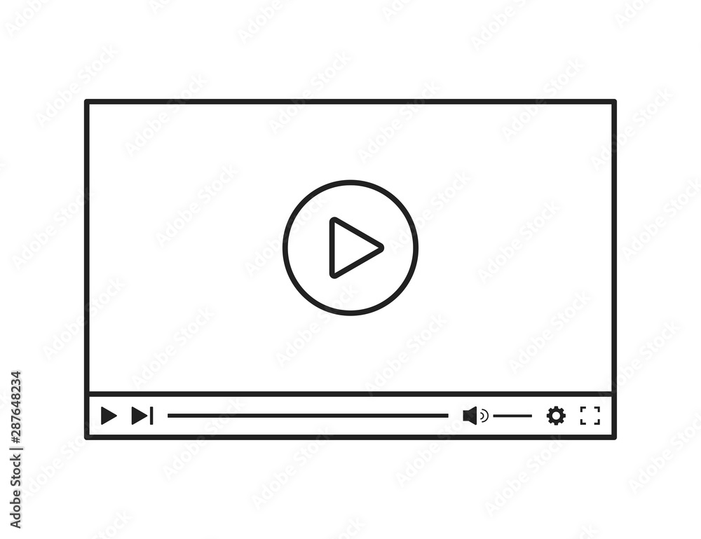 Aufkleber media video player in linear style isolated on white background. media concept desogn. vector media 