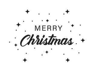 Merry Christmas and Happy New Year lettering template. Monochrome greeting card or invitation. Wish happy new year. Winter holidays related typographic quote.