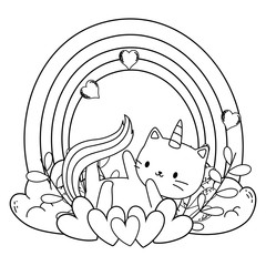Unicorn cat cartoon vector design