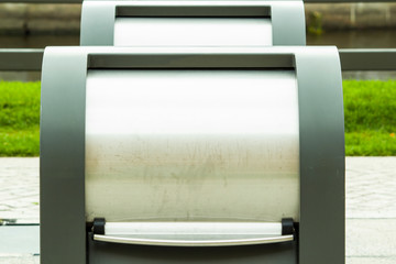 metal containers on a blurry background in the daytime