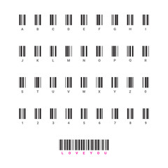 Bar Code Alphabet for your design. Bar Code Set . Universal Product Scan Code.