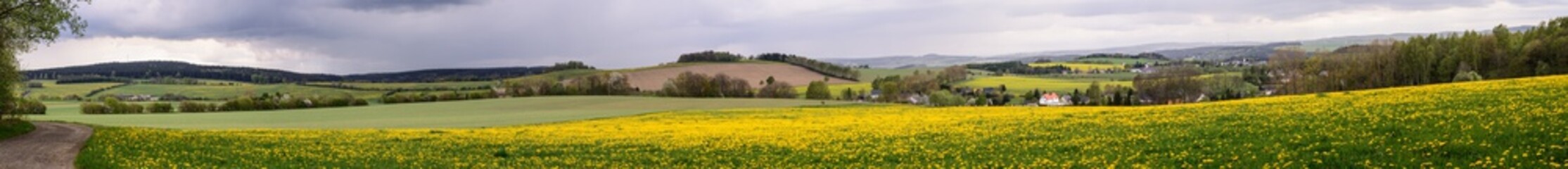 Panoramafoto vom Kammweg zwischen Ansprung und Sorgau mit Blick auf Ansprung, Zöblitz, Marienberg,...