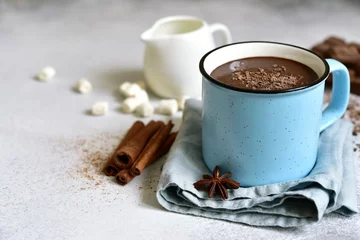 Fotobehang Hot chocolate - winter spicy drink. © lilechka75
