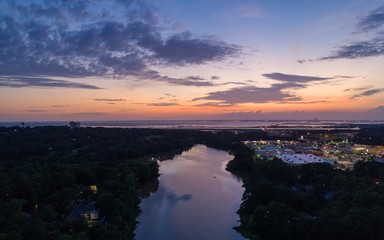 sunset over Lake Forest