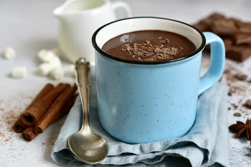 Foto op Canvas Hot chocolate - winter spicy drink. © lilechka75