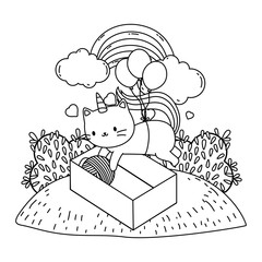 Unicorn cat cartoon vector design