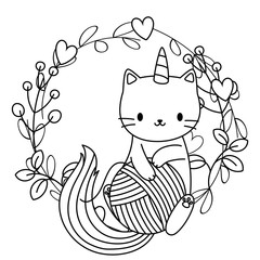 Unicorn cat cartoon vector design