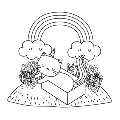 Unicorn cat cartoon vector design