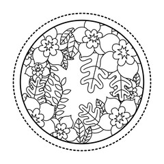 Flowers and leaves circle vector design