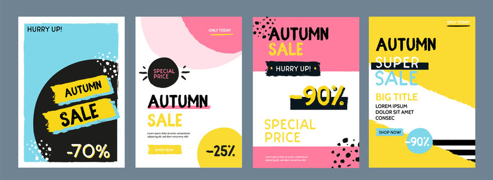 Modern bright autumn sale offer. Grunge promo template. Fall banner