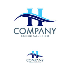Letter H Logo Template. Wave Logo