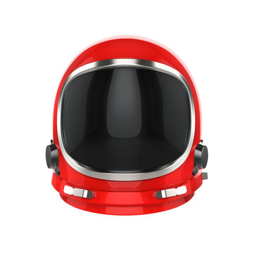 Red vintage astronaut helmet - isolated on white background