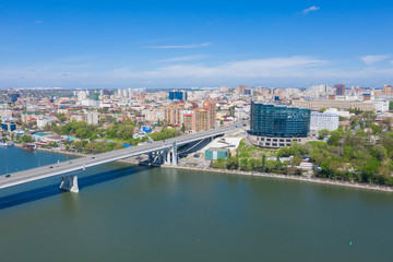 Aerial view of Rostov-on-Don and River Don. Russia
