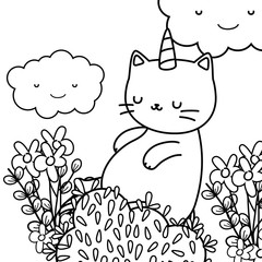 Unicorn cat cartoon vector design