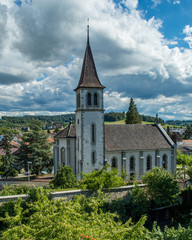 Fototapeta na wymiar Church in Murten, Switzerland