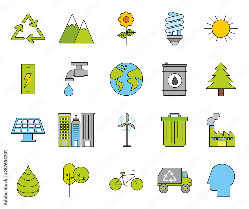 Sticker bundle of eco friendly set icons