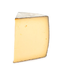 Piece of tasty fresh cheese isolated on white