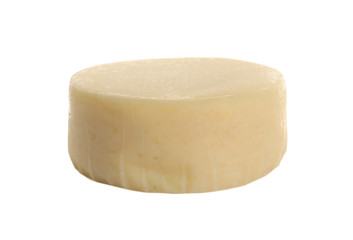 Head of tasty fresh cheese on white background