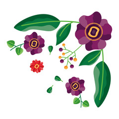 Isolated flowers with leaves ornament design