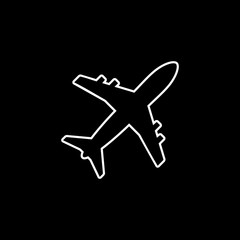 Fototapeta na wymiar Airplane line icon on black background