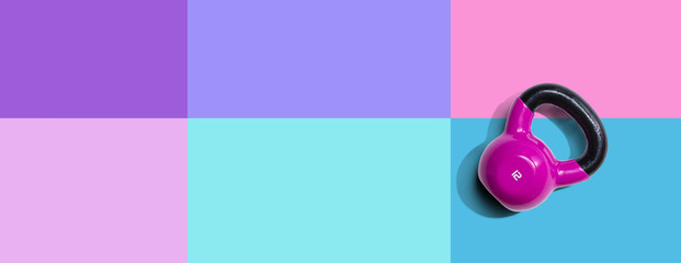 Kettlebell with hard shadow from above - overhead view