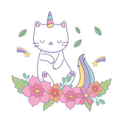 Unicorn cat cartoon vector design
