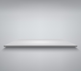 White shelve. Product presentation podium, white stage, Empty white pedestal, blank template mockup. vector