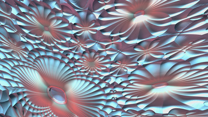 Abstract 3D fractal blue and violet background - 287658065