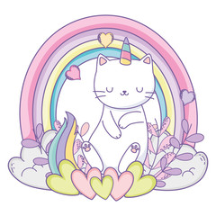 Obraz na płótnie Canvas Unicorn cat cartoon vector design