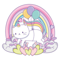Unicorn cat cartoon vector design © Stockgiu